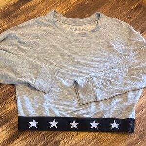 Katie J NYC Heather Gray Star Sweatshirt girls size S ages 8-10